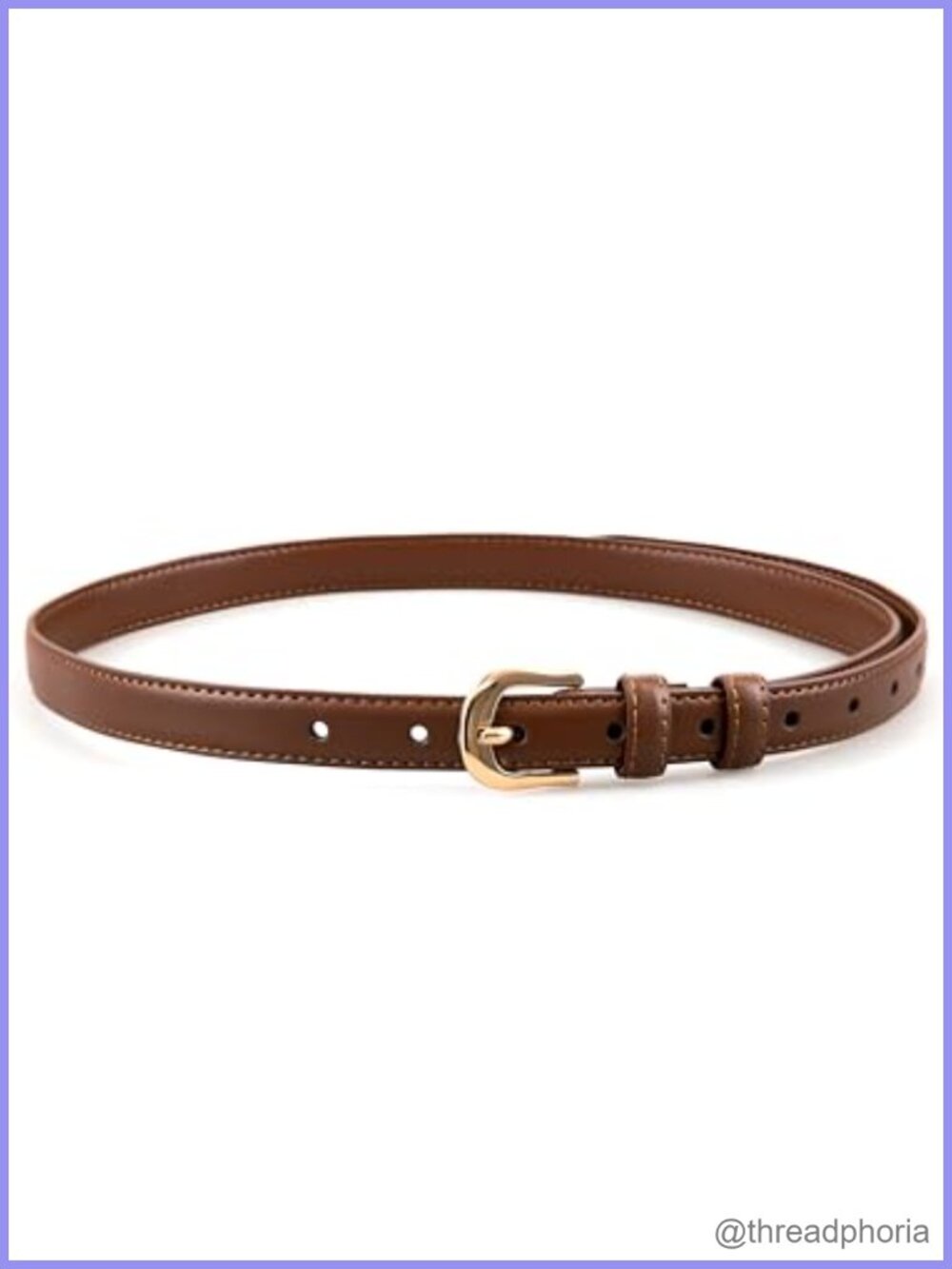 Skinny Leather Belt Gold Buckle Thin Waist Belt for Jeans Dresses Pants